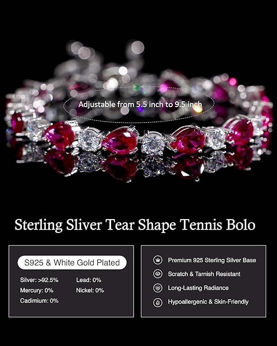 FANCIME Shine of Tears Birthstone Tennis bolo Bracelets Sterling Silver Tennis Bracelets Charm Fine Jewelry Birthday Gifts for Women Mom