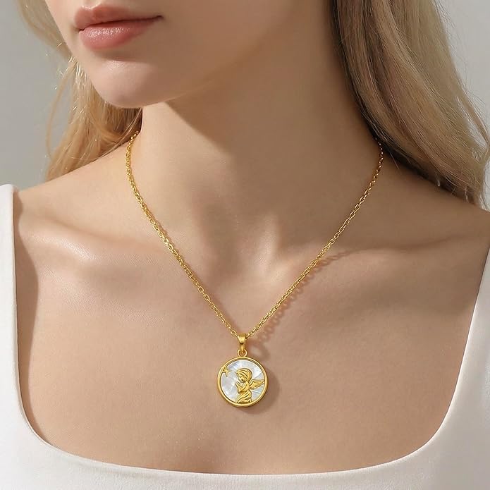 Lume Pick Mother of Pearl & Tiger Eye Copper Gold Plated Necklace,Birthday Gifts for Women, Fashion Jewelry, Minimalist Retro Bohemian Cute Styles