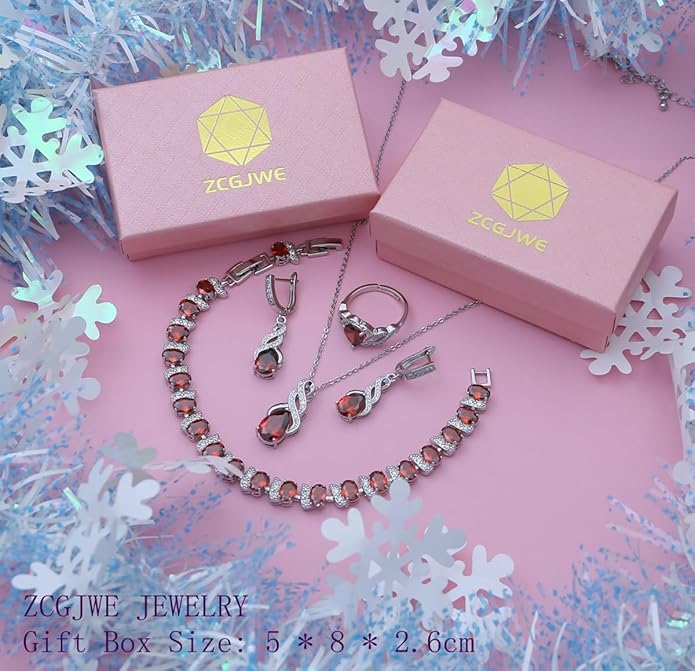 ZCGJWE Wedding Jewelry Set for Women Gem Necklace Earrings Bracelet Luxury Jewelry Set Birthday Valentine's Day Mother's Day Christmas Prom Jewelry Gift