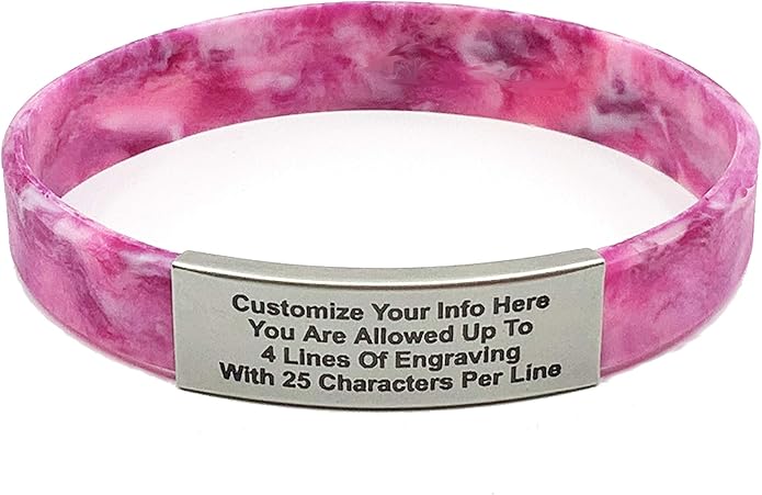 Personalized Medical Alert Bracelet for Men & Women – Custom Engraved Waterproof Silicone Wristband with Stainless Steel ID Plate – Medical ID Bracelet for Allergies, Conditions, ICE Info & Emergency Card