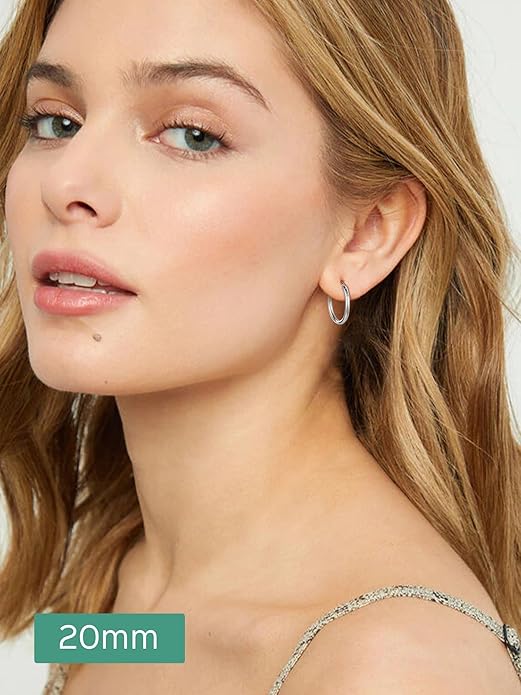 ChicSilver Hypoallergenic 925 Sterling Silver Hoop Earrings for Women, Lightweight Large Gold Plated Hoop Earrings, Endless Hoops Huggie Earrings 15/20/30/50/70MM