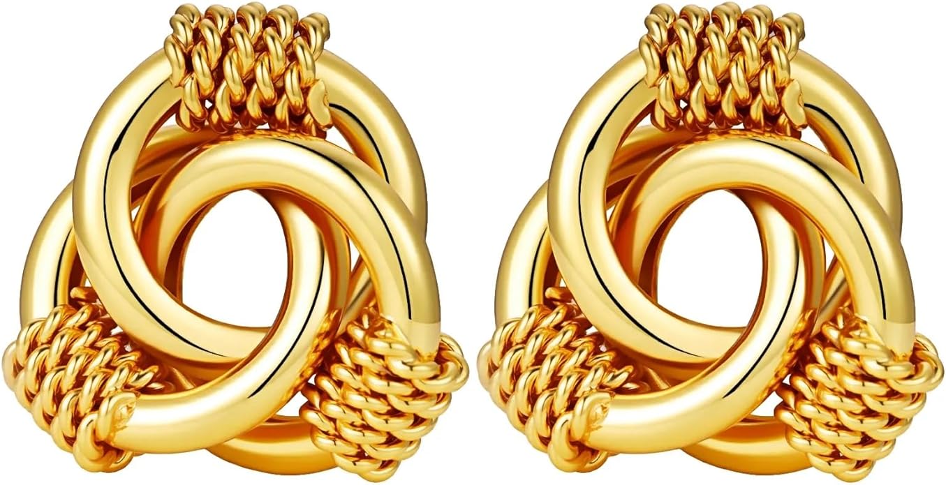 Trendy 14K Gold Plated Knot Earrings are Thick and Charming Pendant Earrings for Women They are Lightweight Hypoallergenic Fashion Accessories Jewelry Gifts for Women