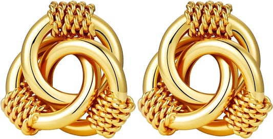 Trendy 14K Gold Plated Knot Earrings are Thick and Charming Pendant Earrings for Women They are Lightweight Hypoallergenic Fashion Accessories Jewelry Gifts for Women
