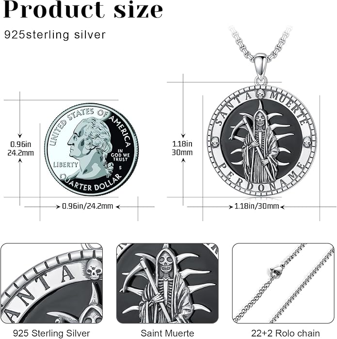 Taioiat Saint Necklace 925 Sterling Silver St Necklace Amulet Pendant Jewelry Religious Gift for Men Women