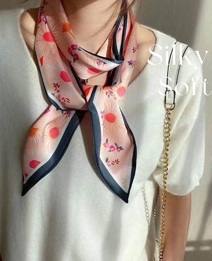 Dailyacc Hair Scarf for Women Fashion Silky Satin Headscarf Wrap Breathable Lightweight Neck Scarves For Handbag