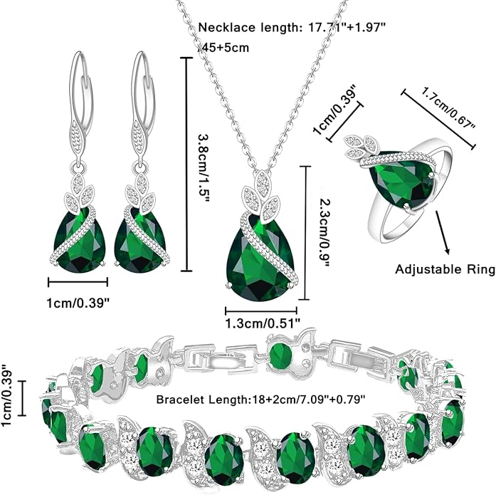 ZCGJWE Wedding Jewelry Set for Women Gem Necklace Earrings Bracelet Luxury Jewelry Set Birthday Valentine's Day Mother's Day Christmas Prom Jewelry Gift
