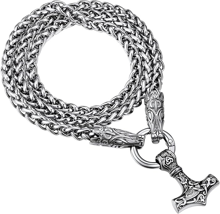 PROSTEEL Norse Viking Jewelry for Men Women, Vintage Thor Hammer/Thor Axe/Raven/Odin Necklace, 316L Stainless Steel Pendant Chain, Come with Box