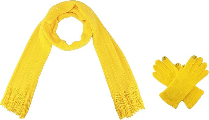 BRUCERIVER Women's Ultra Soft Knit Scarf & Glove Set Touchscreen Function Cable Design