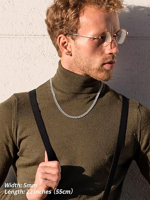 FindChic Men Curb Chain Necklace 18K Gold Plated/Stainless Steel/Black Chunky Double Tight Cuban Link Hip Hop Neck Chains for Men Boys 3.5MM/5MM/6MM/7MM/9MM/12MM 14''-30'' 8 Length Options (Send Gift Box)
