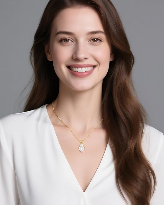 Forever Love Heart Pendant Necklaces for Women, 2-5 Carat Heartshape Moissanite Sterling Silver Pendant Jewelry, Ideal Anniversary Present or Birthday Gifts for Wife Her Girlfriend Mom Daughter