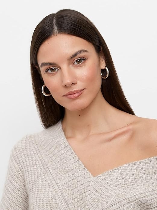 4mm Thick Gold Chunky Earrings Steling Silver Post Hoops Earrings For Women Hollow Tube Hoops Earrings Thick Gold Hoop Earrings Hypoallergenic Lightweight Gold Hoop Large Earrings 20/30/40/50/60MM