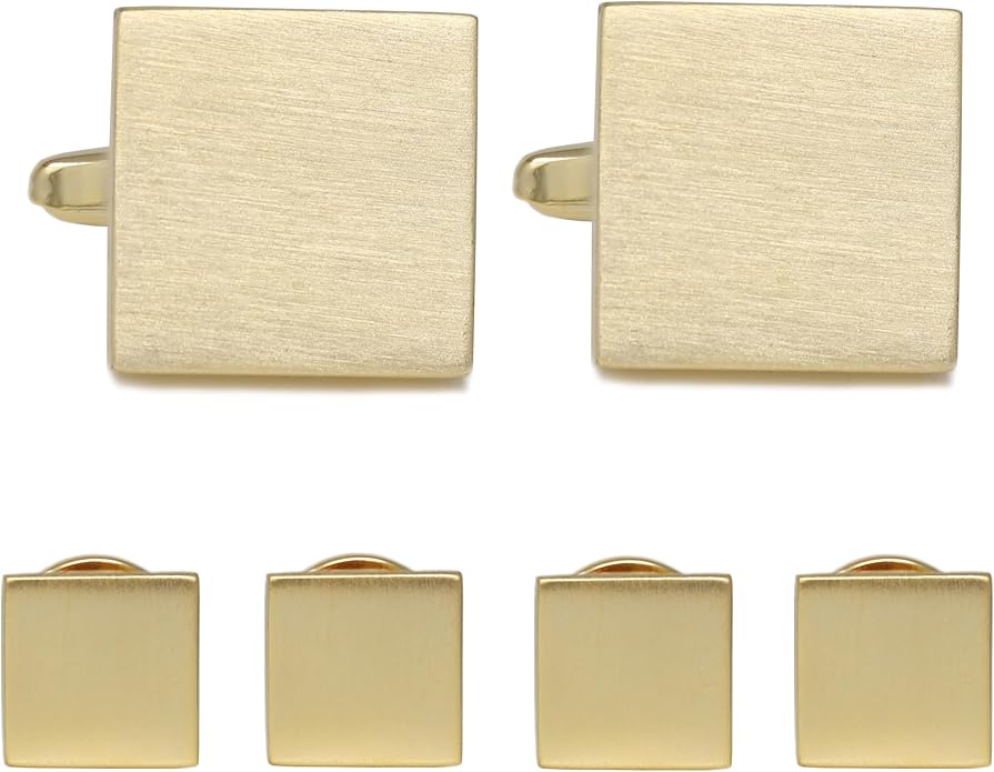 MENDEPOT Men Formal Wear Dress Shirt Cufflinks And Studs Set With Box Wedding Groom Groomsmen Gift