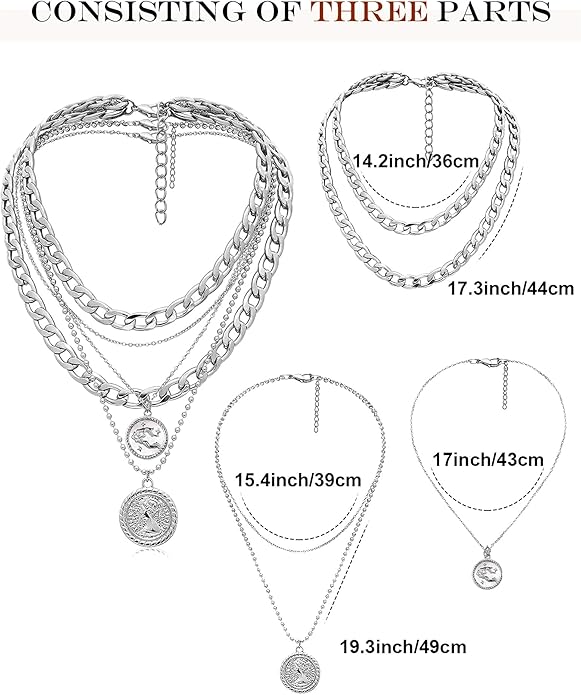 MJartoria Layered Necklaces for Women Trendy Retro Coin Pendant Necklace Dainty Chunky Chain Choker Necklaces for Jewelry Birthday Gifts