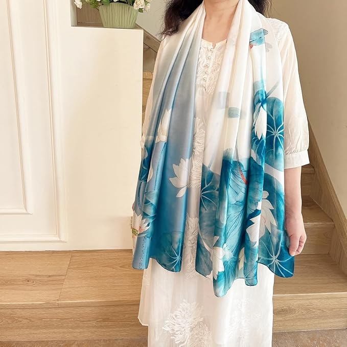 Long Silk Like Scarf Lightweight Satin Scarves Large Sunscreen Shawl Wrap for Women
