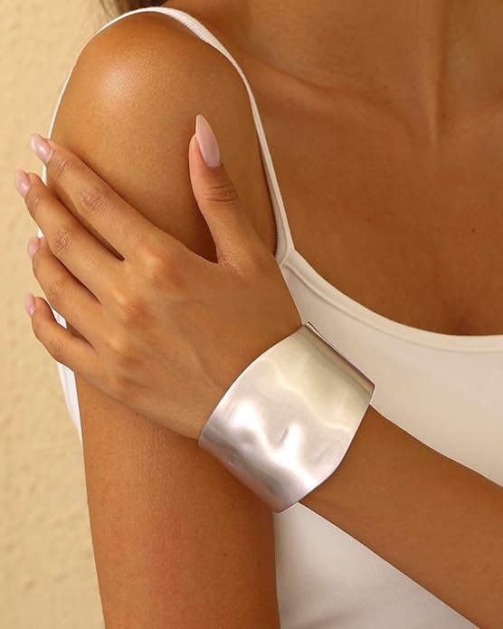 Bangle Bracelets for Women | 14K Gold Plated Trendy Wide Bracelets | Hinged Arm Cuff Bangles Chunky Bracelet for Women