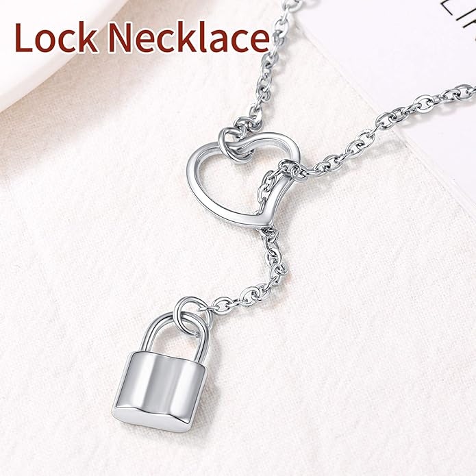 FOCALOOK Lariat Y-Necklaces | Long Necklaces for Women | Long Black Necklaces | Gold Necklaces for Women | Drop Heart Necklaces for Women | Front Adjustable Long Chain Necklace