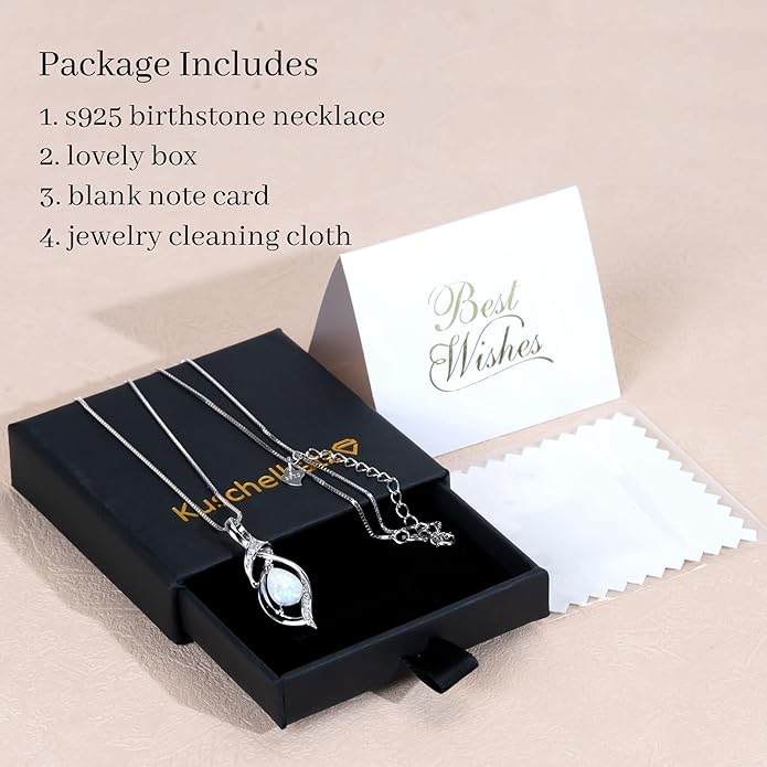 Birthstone Necklace for Women 925 Sterling Silver Necklace Birthday Gifts for Women Mom Wife 18"+2" Inch