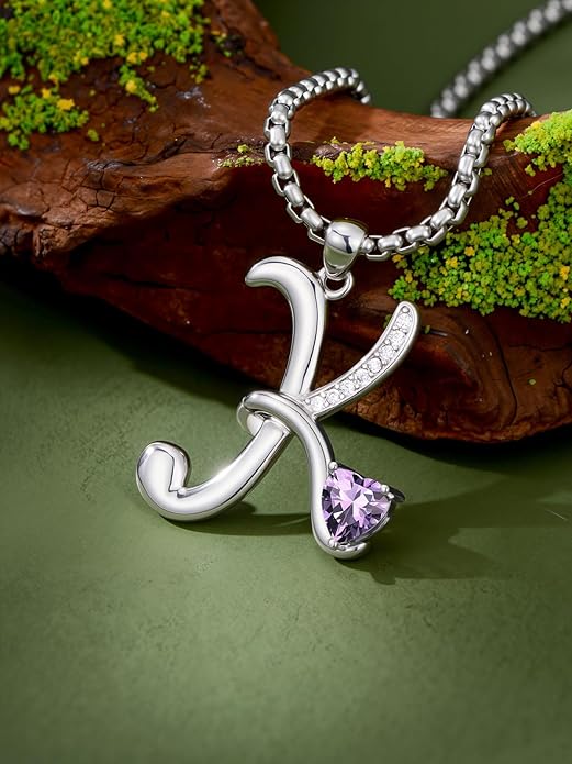 Christmas Gifts for Women Alphabet A to Z Initial Birthstone Pendant Necklaces for Women - 18k White Gold Plated Personalized Name Jewelry Valentine Mothers Day Birthday Gifts for Women Her Girlfriend