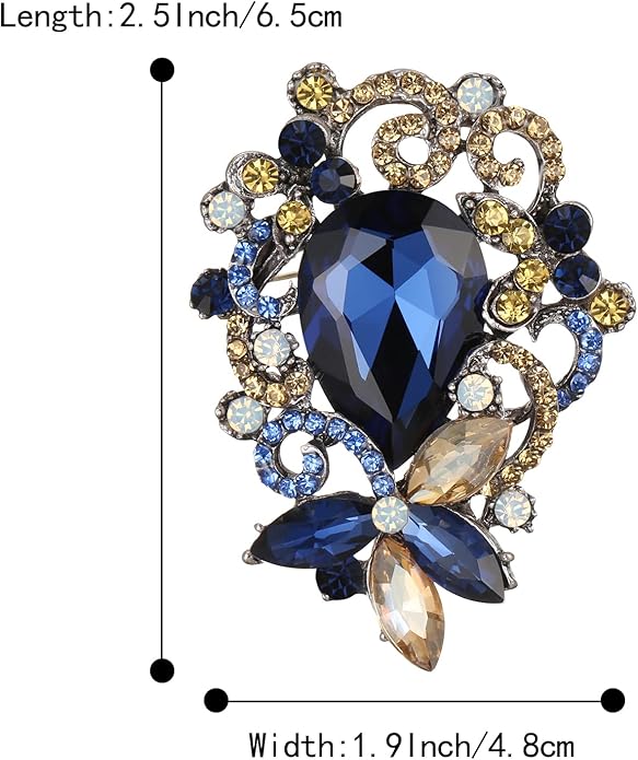 BriLove Elegant Crystal Teardrop Marquise Bouquet Brooch Pin for Women