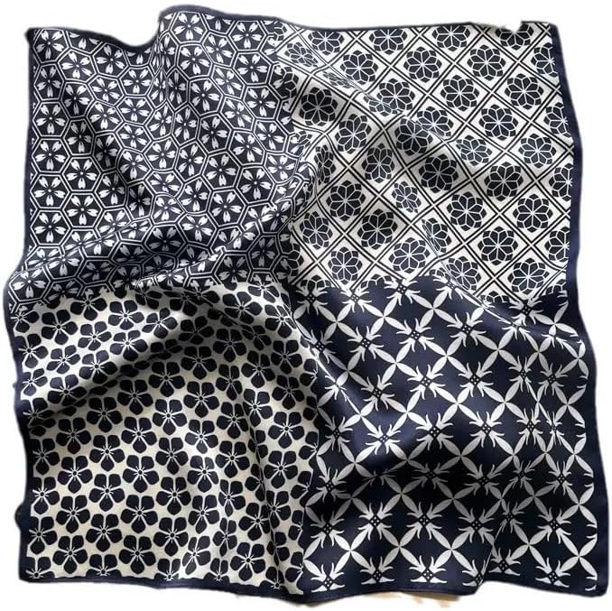 ANDANTINO 100% Mulberry Silk Square Scarf for Hair-25.6" X25.6'' Women Men Natural Silk Neckerchief Digital Printed Headscarf