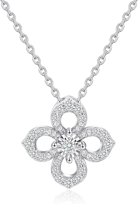 Sterling Silver Lab Grown Diamond Halo Pendant Necklace, Chain Included,ideal gift for anniversaries, birthdays, or any milestone celebration