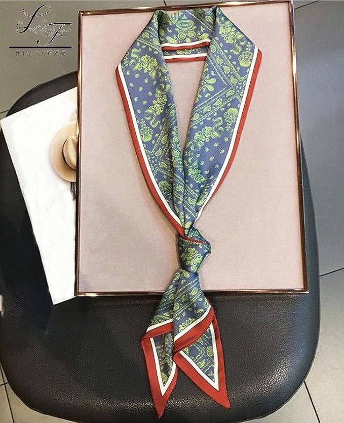 Hioyiwse Head Scarf Hair Neck Scarves For Women Purse Bag Scarfs For Handbags Silky Long Thin Satin Headscarf Fashion
