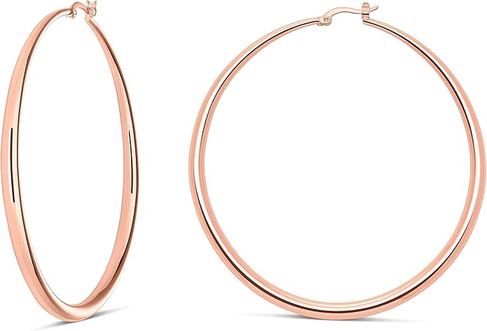 MILLA 14K Gold Hoop Earrings For Women, Silver Hoop Earrings & Rose Gold Earrings with Graduated Curvature