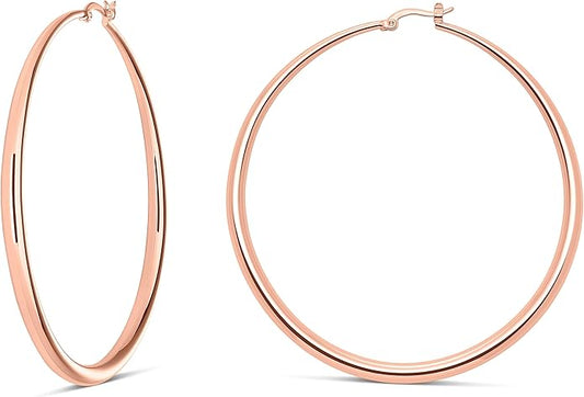 MILLA 14K Gold Hoop Earrings For Women, Silver Hoop Earrings & Rose Gold Earrings with Graduated Curvature