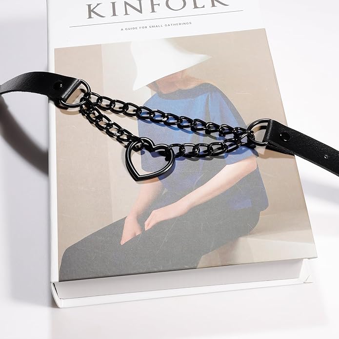 MILAKOO PU Leather Punk Choker Necklaces Circle/Heart Charm Adjustable Collar Necklace for Women