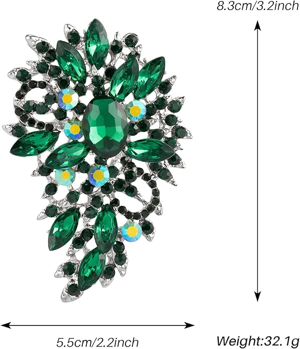 SELOVO Women's Rhinestone Crystal Wedding Flower Leaf Sparkle Brooch Pin