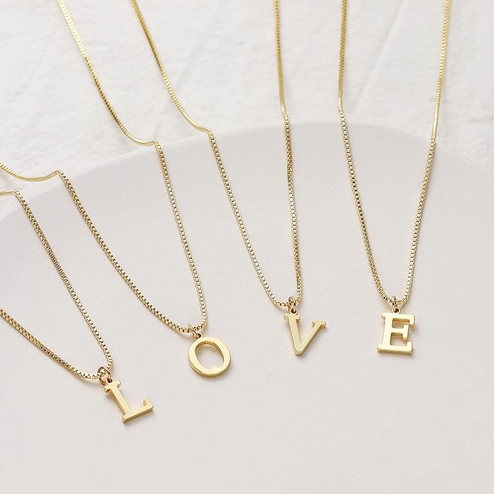 Foxgirl Gold Initial Necklaces for Women, Dainty Gold Letter Necklace Tiny A-Z Pendant Choker Necklace Trendy Cute Personalized Monogram Name Necklace Gold Jewelry Necklace for Women Gift