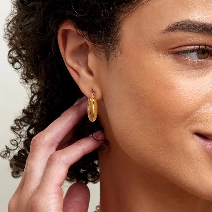 8YEARS Chunky Gold Hoop Earring for Women, 18K Gold Plated Lightweight Thick Hoops, Hypoallergenic Trendy Jewelry for Gift