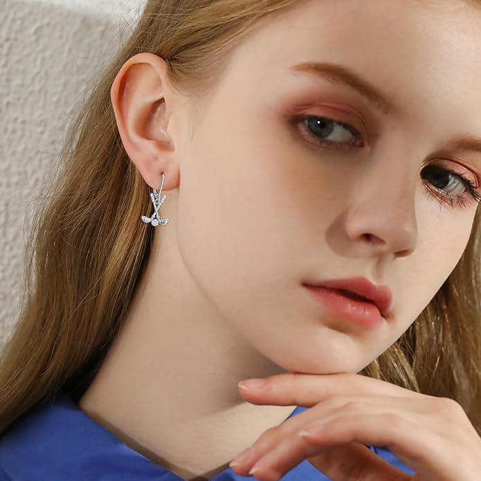 JUSTKIDSTOY 925 Sterling Silver Ball Earrings Sports Leverback Dangle Drop Earrings Jewelry Gifts for Women Girls