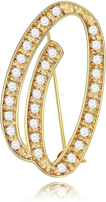 Cicy Bell A-Z Initial 26 Letter Brooch Pins 18k Gold Plated Cubic Zirconia Breastpin Name Personalized Gifts for Women Men