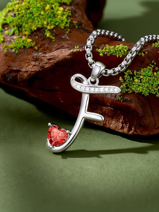 Christmas Gifts for Women Alphabet A to Z Initial Birthstone Pendant Necklaces for Women - 18k White Gold Plated Personalized Name Jewelry Valentine Mothers Day Birthday Gifts for Women Her Girlfriend