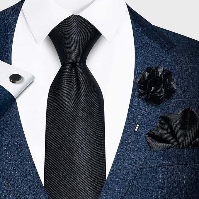joy alice Ties Set Men Mixed Color Necktie Handkerchief Cufflinks Brooch 3.15 Formal