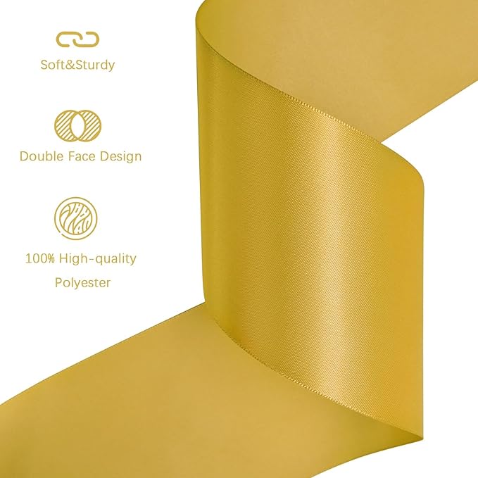 LEEQE Maize Yellow Satin Ribbon 3 inch X 15 Yards Polyester Ribbon for Gift Wrapping Very Suitable for Weddings Party Hair Bow Invitation Decorations and More