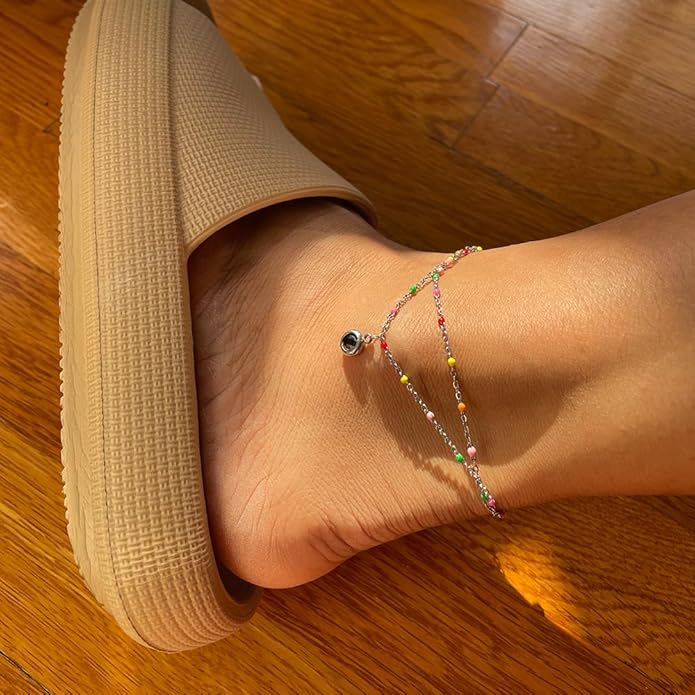 Colorful Beaded Anklets for Women Handmade Beach Boho Stackable Beads Ankle Jewelry Gift Hawaii Summer Beach Waterproof Surfer Starfish Adjustable
