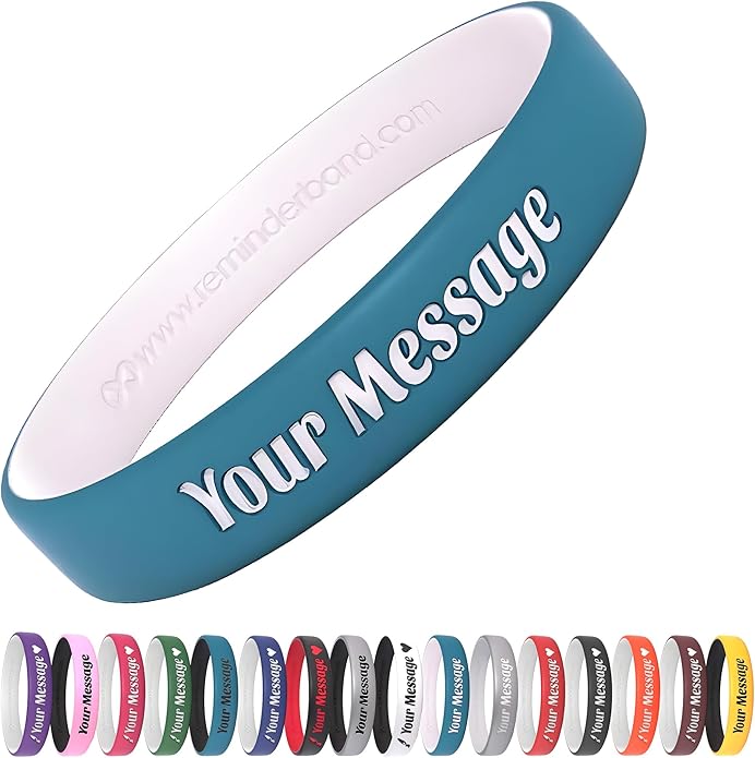 Reminderband Custom 100% Silicone Luxe Wristbands – Personalized Motivational Bracelets, Bulk Rubber Bands for Events, Fundraisers, Awareness, Gifts - Hypoallergenic Bands