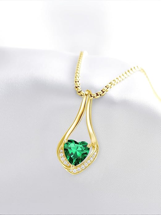 Birthstone Necklaces for Women,18k Yellow/White Gold Plated Forever Love Heart Infinity Pendant Necklace Anniversary Jewelry Christmas Birthday Gifts for Women Her Wife Girlfriend