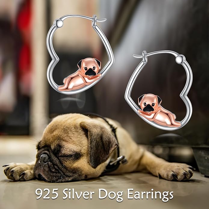 YFN Animal Earrings Sterling Silver Animal Heart Hoop Dangle Earrings Cute Jewelry Gifts for Women