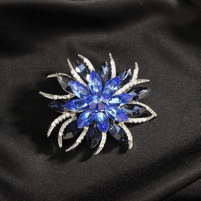 Fashion Flower Brooches for Women Rhinestone Flower Brooches Pins 18k Gold Plated Lapel Pins Jewelry for Girlfriend Wife