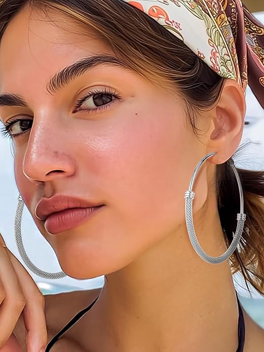 PROSTEEL 30/40/60/80/100mm Chunky Hoop Earrings For Women Gold Plated/Black Stainless Steel Hoops Earrings Statement Jewelry