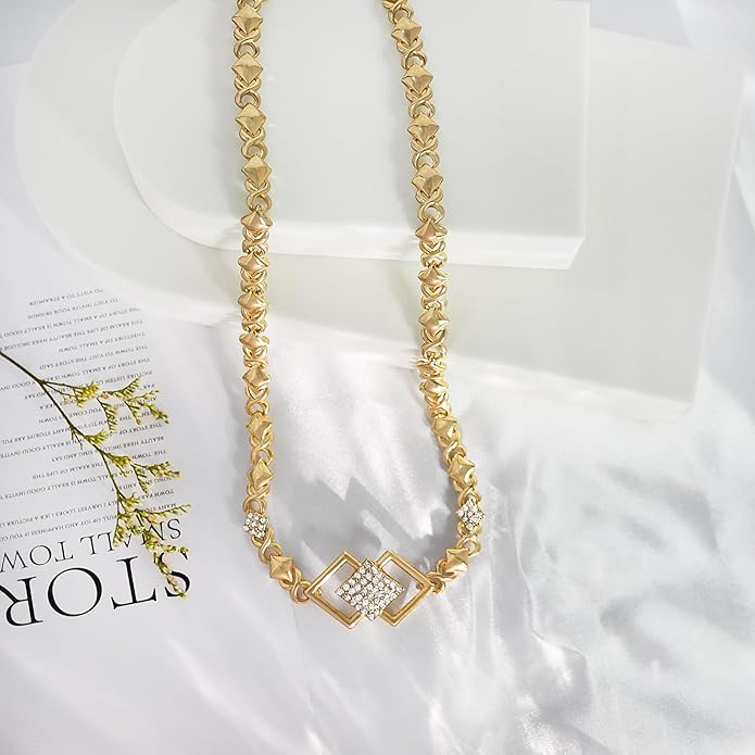 Gold Jewelry Sets for Women 18K Gold/Silver Filled Jewelry Necklace Set Wedding Bridal Fashion Jewelry Sets Women Accessories Bracelets Earrings and Rings Sweetheart Gifts