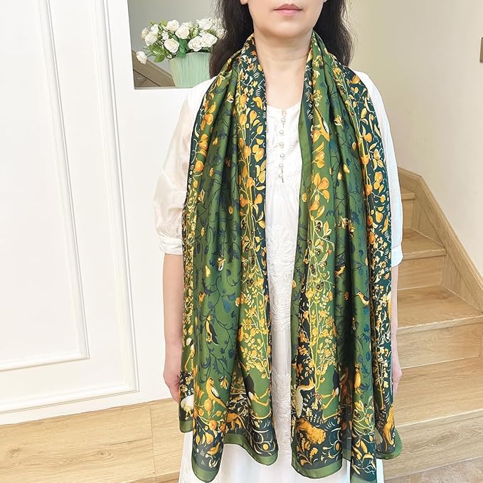 Long Silk Like Scarf Lightweight Satin Scarves Large Sunscreen Shawl Wrap for Women