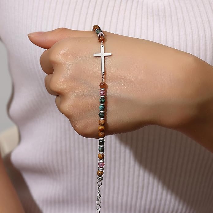 TONY & SANDY Christian Cross Bracelet for Women, Stocking Stuffers for Women, Confirmation Baptism Easter Gifts, Unique Gift for Friends Daughter Mom Sister in Christ on Birthday Christmas
