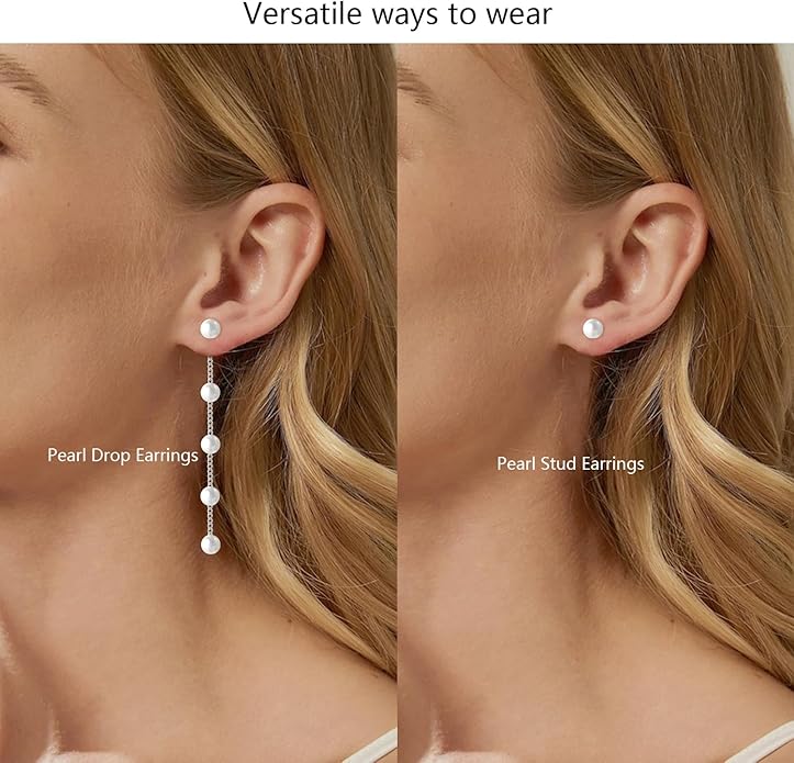 DIBOLA Gold Jewelry Set for Women, Dainty Layered 14K Gold/Silver Pearl Choker Necklaces and Earring Set Pearl Earrings Bracelets Wedding Bride Jewelry