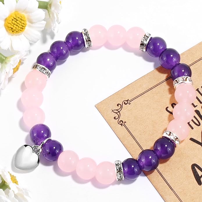 VIBILIA Cross Beaded Bracelets for Women, Inspirational Natural Heart Religious Bracelets for Women, Birthday Christian Gifts for Women on Thanksgiving Christmas Gifts