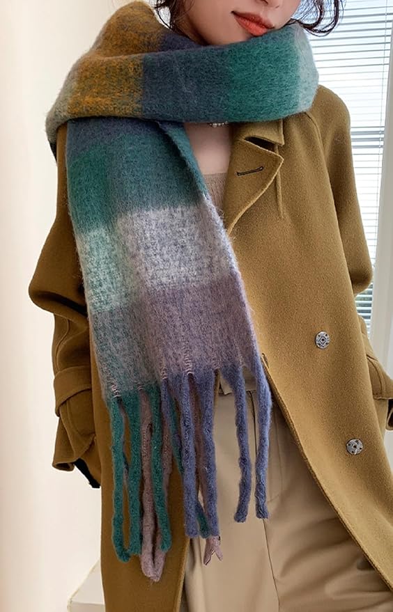 Wander Agio Winter Women Warm Scarf Long Shawl Large Scarves Cold Weather Thick Blanket Scarfs Colorful Plaid