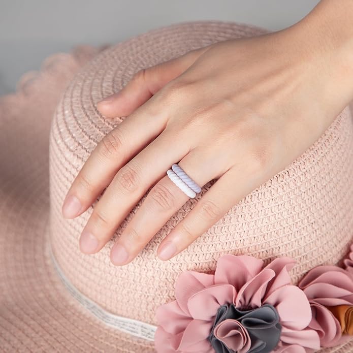 Egnaro Women's Bridal Rings Sets, Thin and Stackable Rubber Rings Women Wedding Bands - 2.5mm Width - 1.8mm Thick